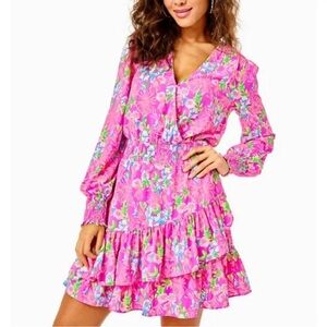 NWOT Lilly Pulitzer Fuchsia Pink Long sleeve dress Sz 4